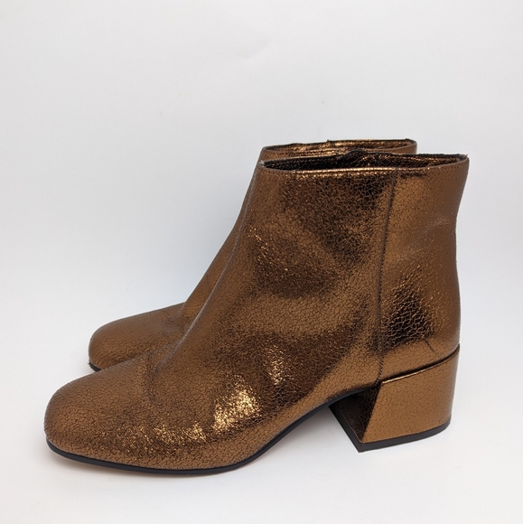 Sole Society Boot Copper Tashia Metallic Ankle Boot Size 7.5M Square Toe - Picture 5 of 16
